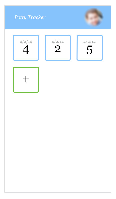 mockup of my potty tracking web app